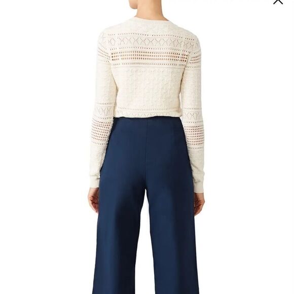 Derek Lam 10 Crosby Ivory Wool Blend Scalloped Neck Lightweight Sweater Sz S - Picture 11 of 13